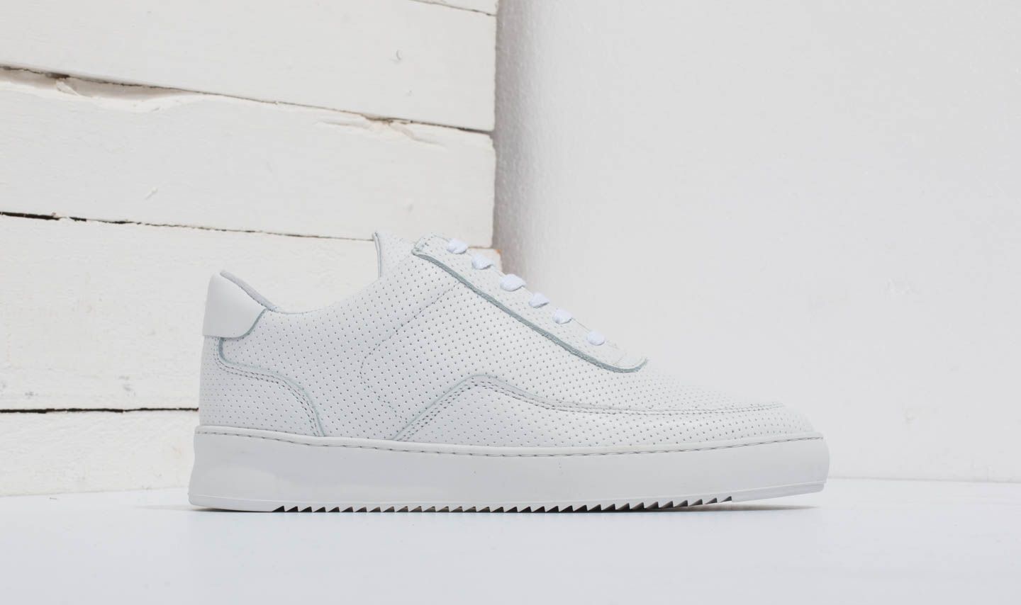 Sko til mænd Filling Pieces Low Mondo Ripple Nappa Perforated All White