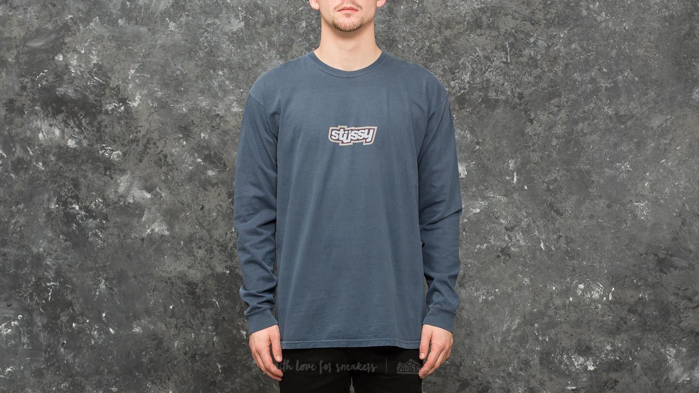 T-paidat Stüssy Drop U Pigment Dyed Long Sleeve Tee Navy