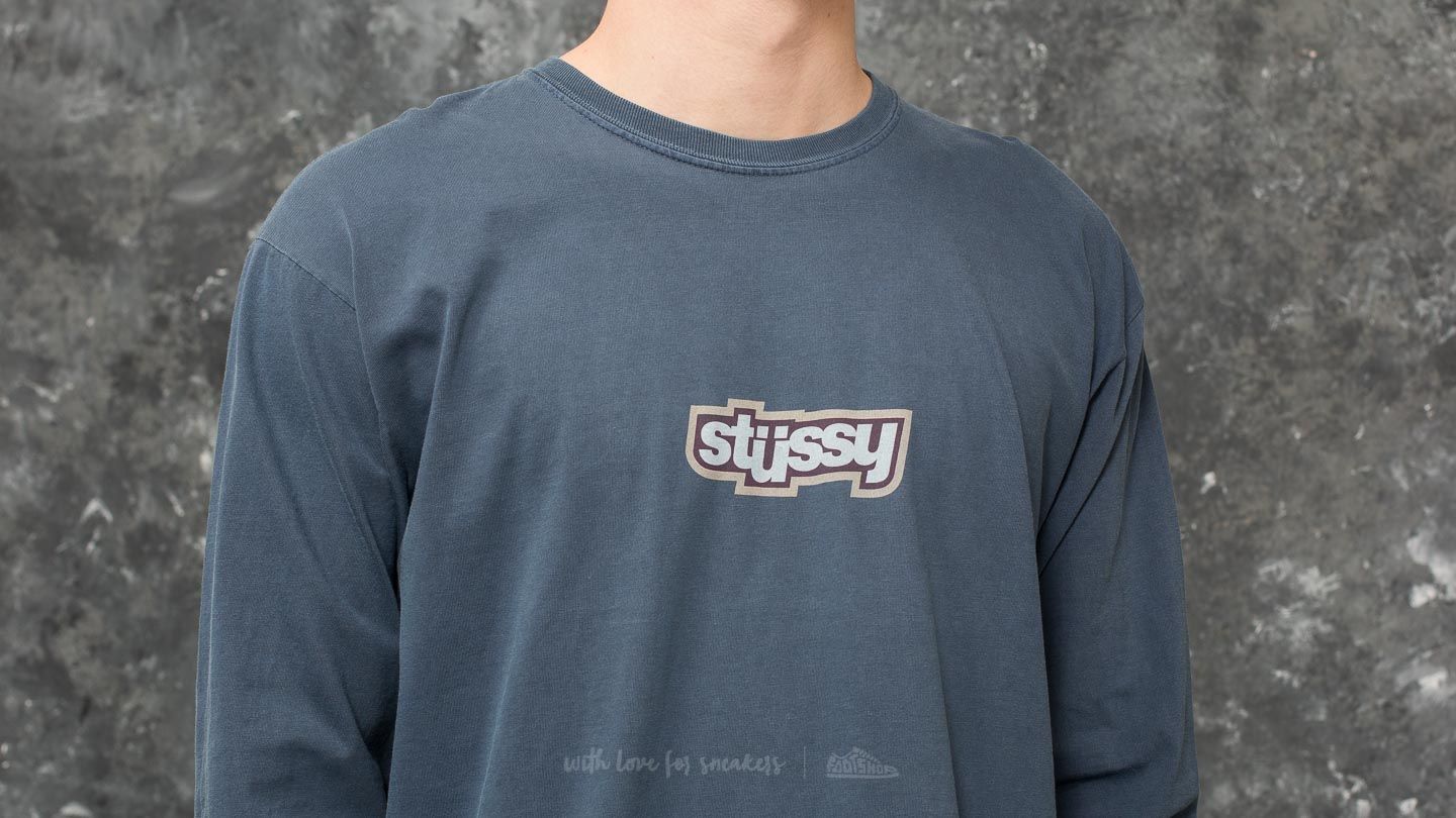 T-paidat Stüssy Drop U Pigment Dyed Long Sleeve Tee Navy