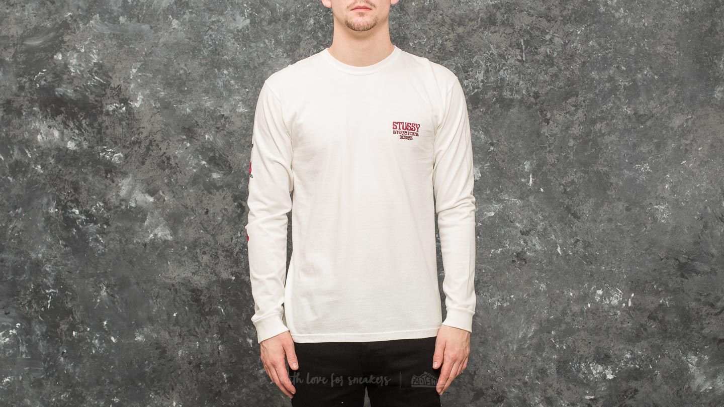 T-shirts Stüssy Skull & Roses Pigment Dyed Long Sleeve Tee Natural