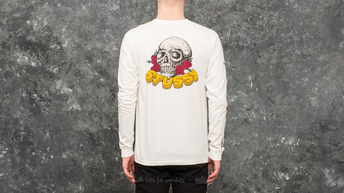 T-shirts Stüssy Skull & Roses Pigment Dyed Long Sleeve Tee Natural