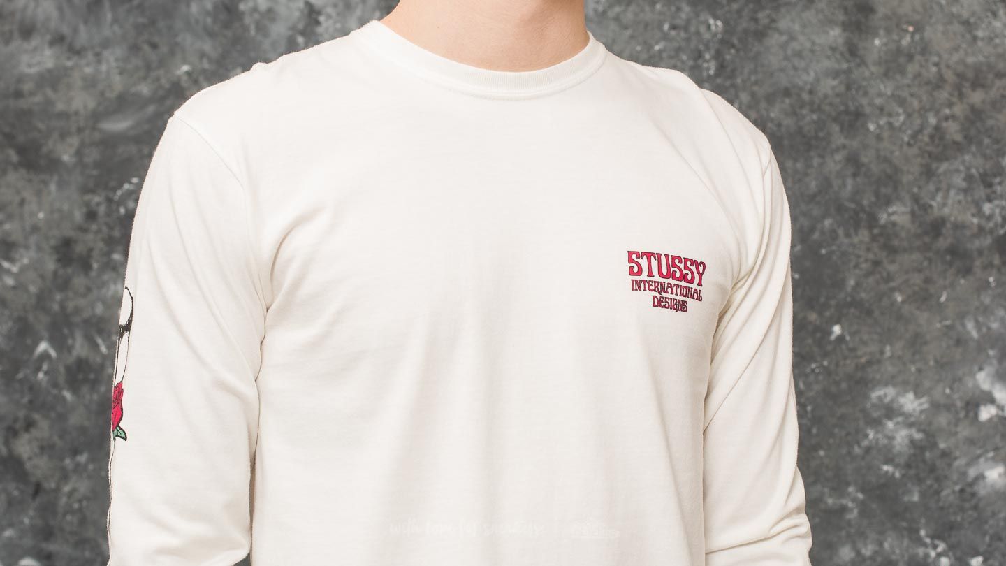 T-shirts Stüssy Skull & Roses Pigment Dyed Long Sleeve Tee Natural