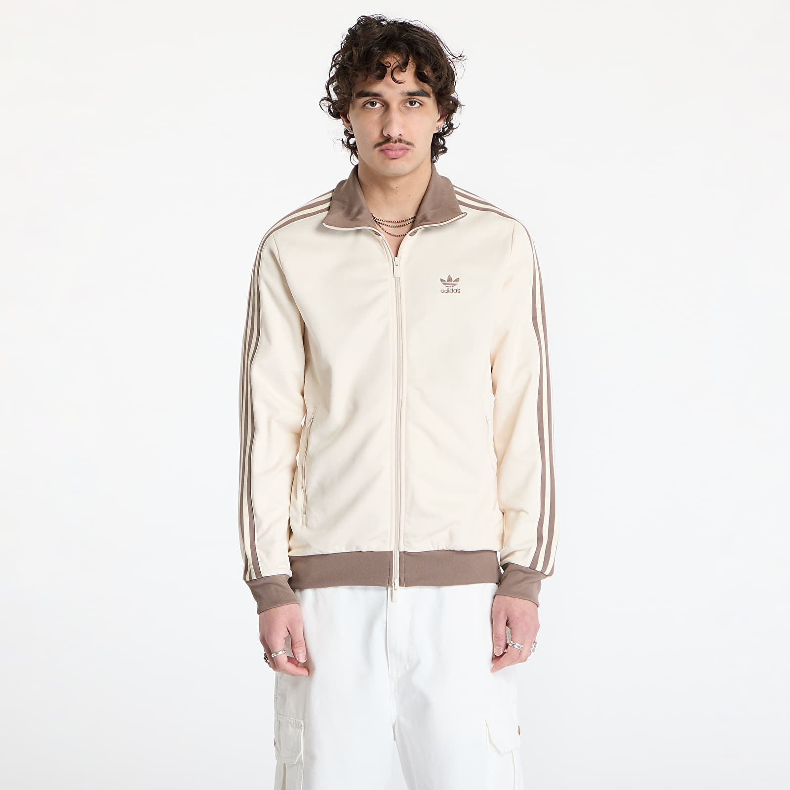 Bluzy z kapturem adidas Adicolor Classics Track Top Wonder White/ Trace Brown