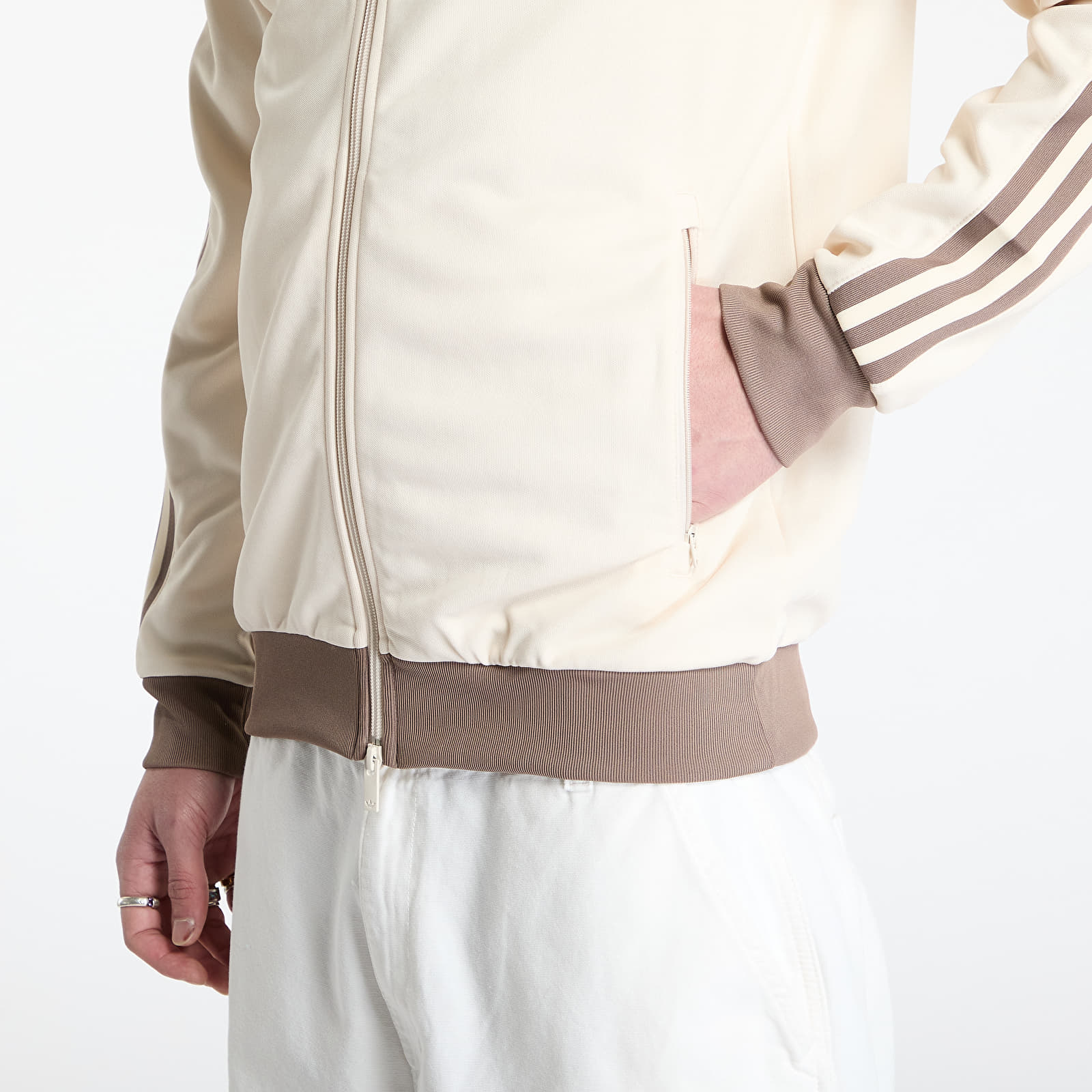 Bluzy z kapturem adidas Adicolor Classics Track Top Wonder White/ Trace Brown