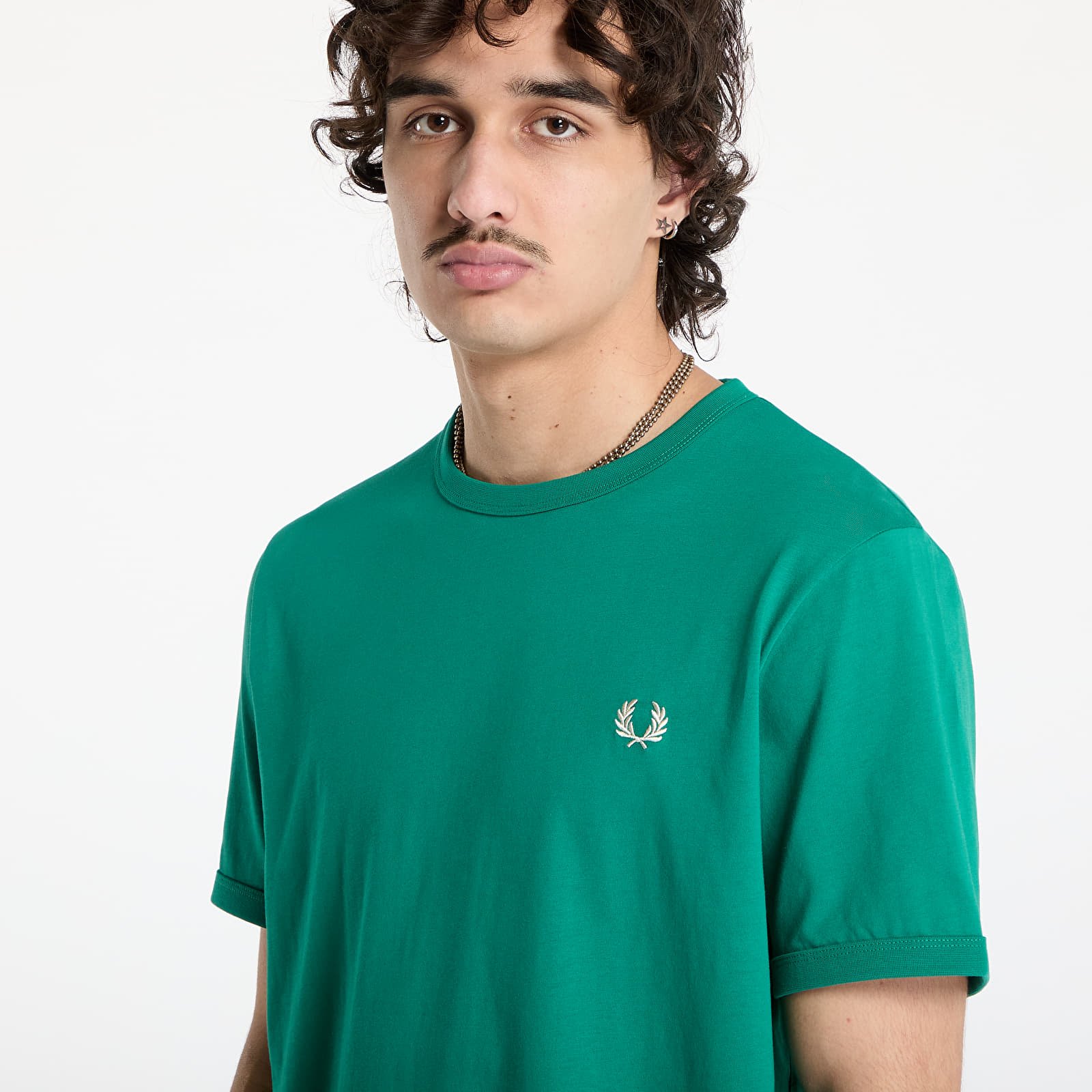 Pánská trička FRED PERRY Ringer T-Shirt Label Green