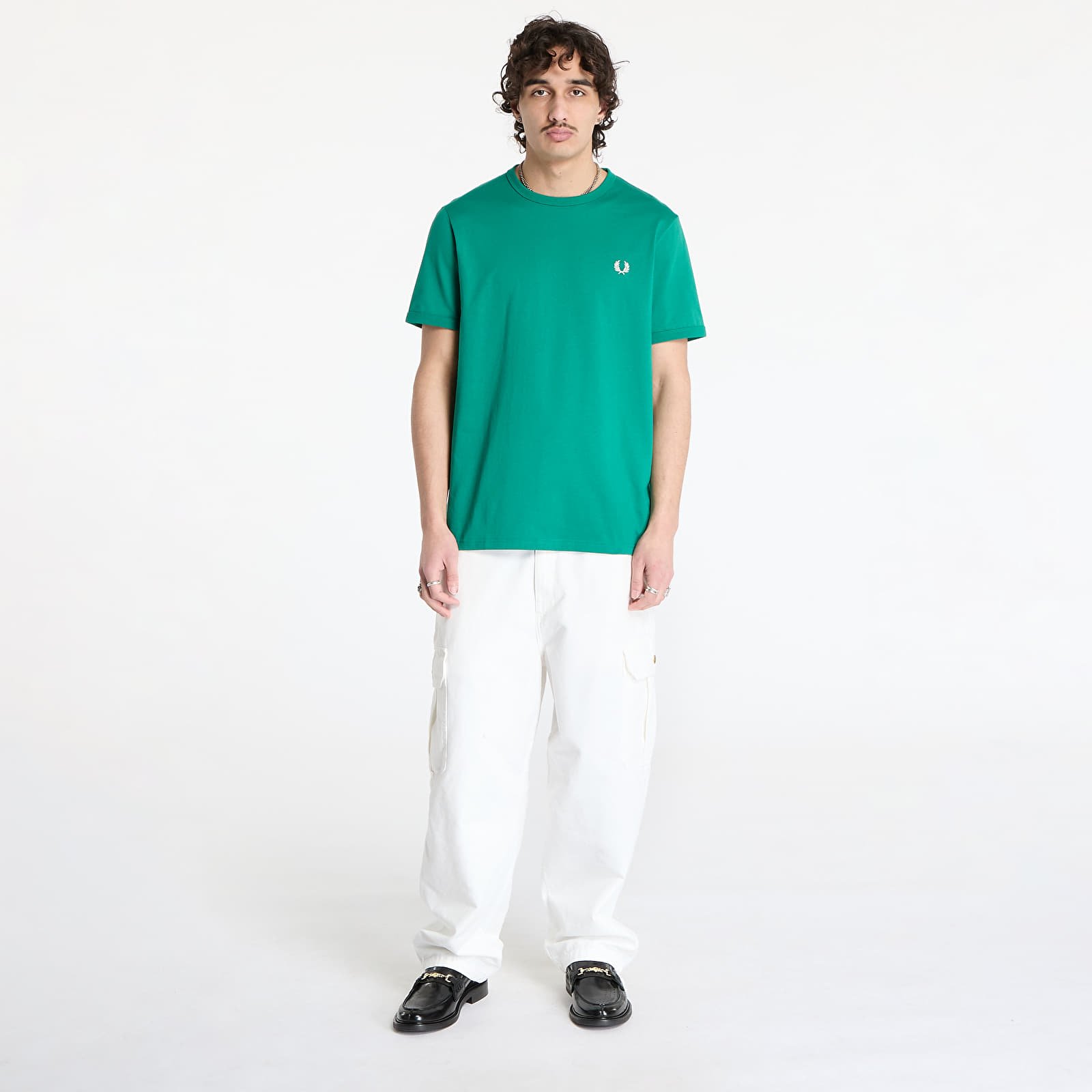 Pánská trička FRED PERRY Ringer T-Shirt Label Green
