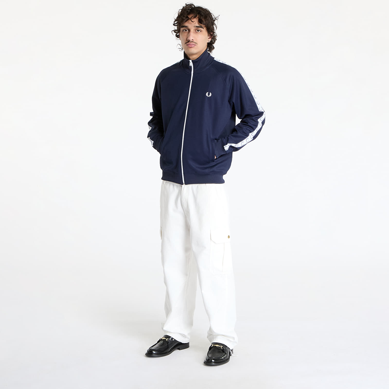 Pánské mikiny FRED PERRY Taped Track Jacket Carbon Blue