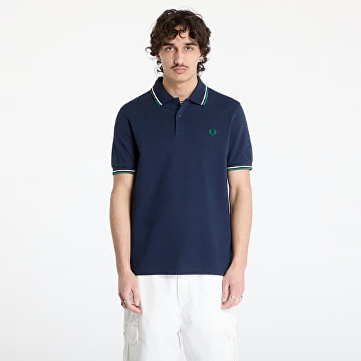 Tričko FRED PERRY Twin Tipped Fred Perry Shirt Dark Carbon/ Light Ecru/ Label Green