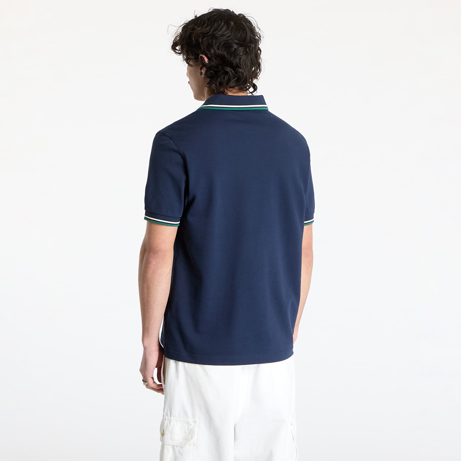 Pánská trička FRED PERRY Twin Tipped Fred Perry Shirt Dark Carbon/ Light Ecru/ Label Green