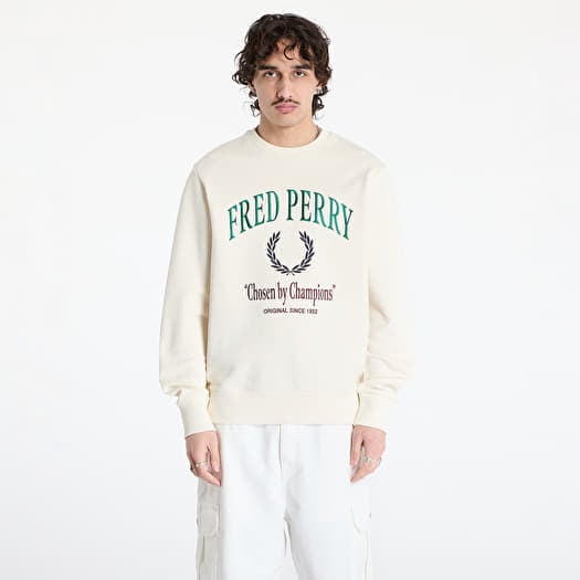 FRED PERRY Embroidered Champion Sweatshirt Ecru