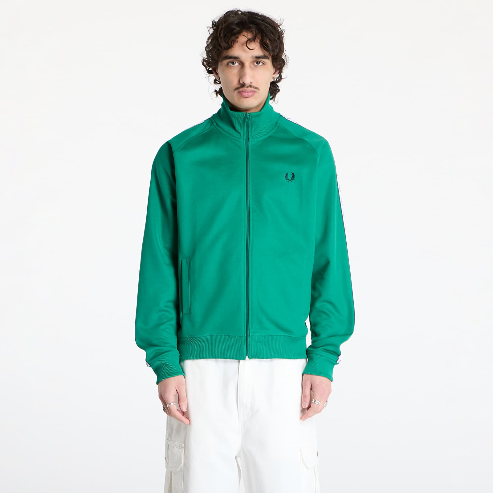 Hoodies voor heren FRED PERRY Taped Track Jacket Label Green