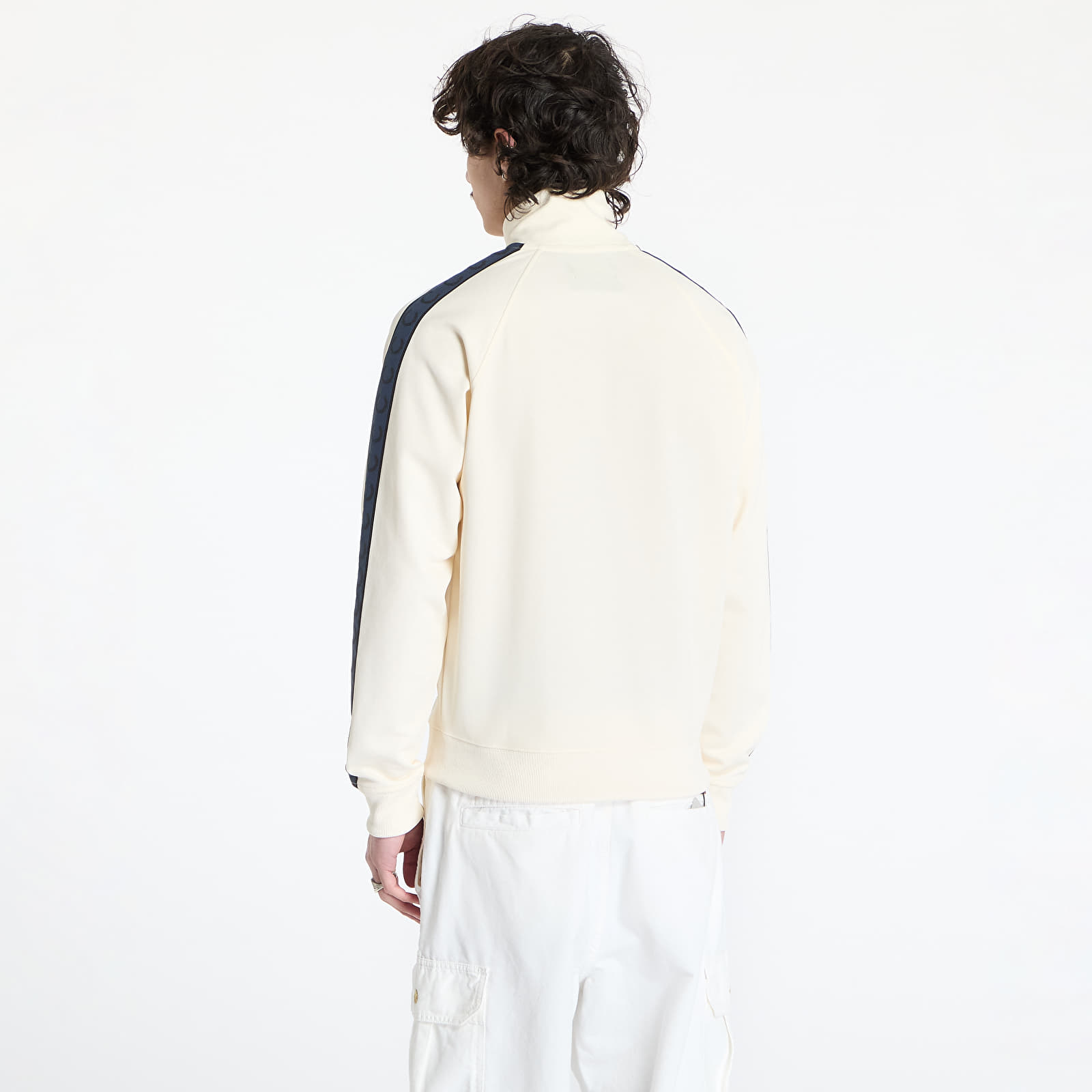 Men's hoodies FRED PERRY Contrast Tape Track Jacket Ecru/ Tennis Blue