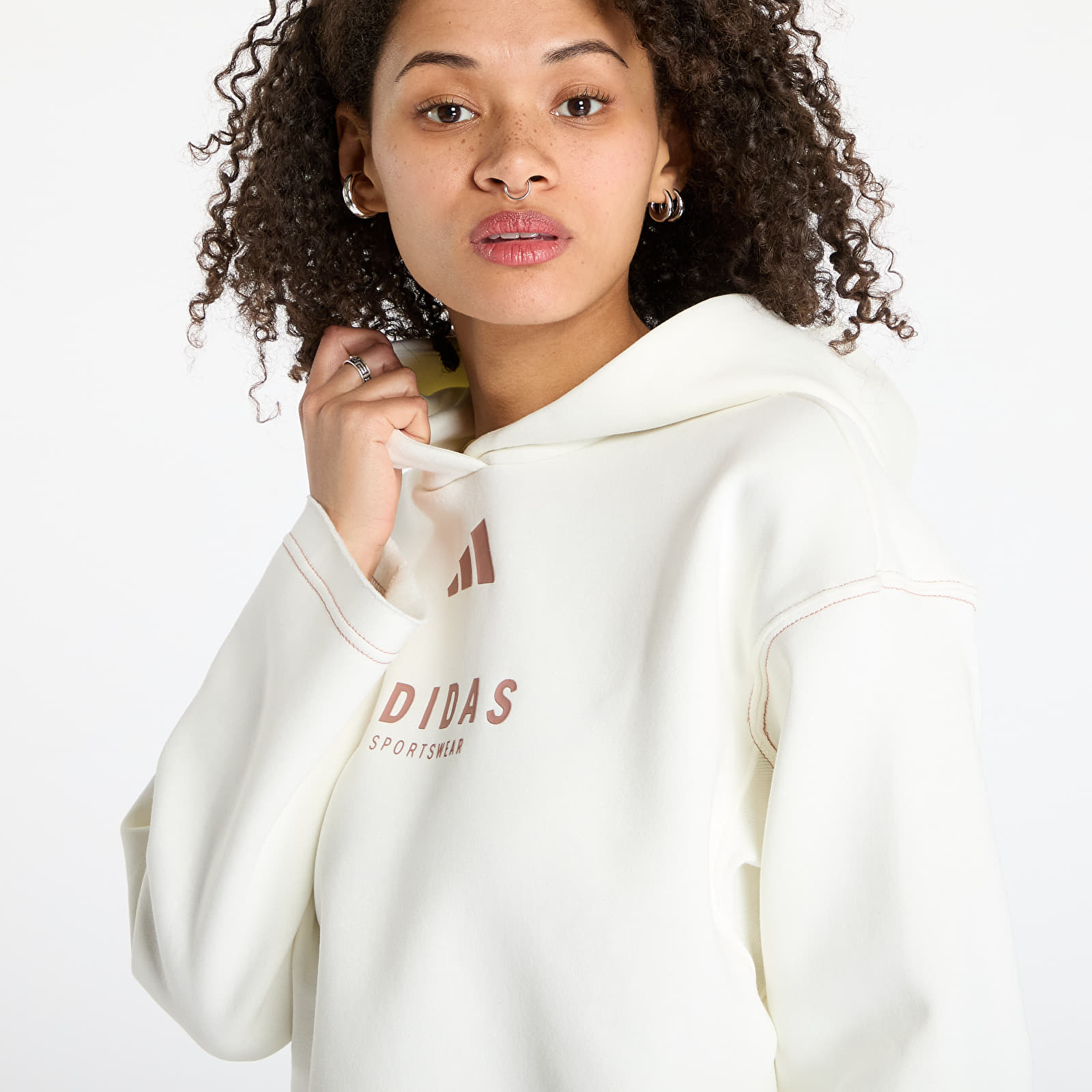 Női kapucnis pulcsik adidas All Szn Loose Graphic Hoodie Off White