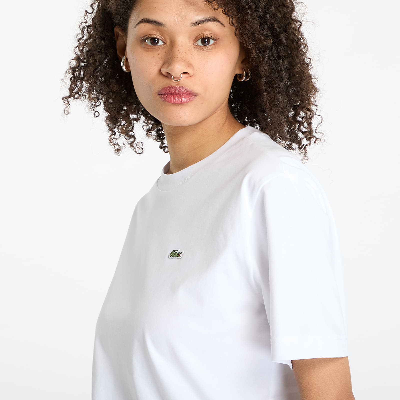 Dámská trička LACOSTE Soft Cotton T-shirt White