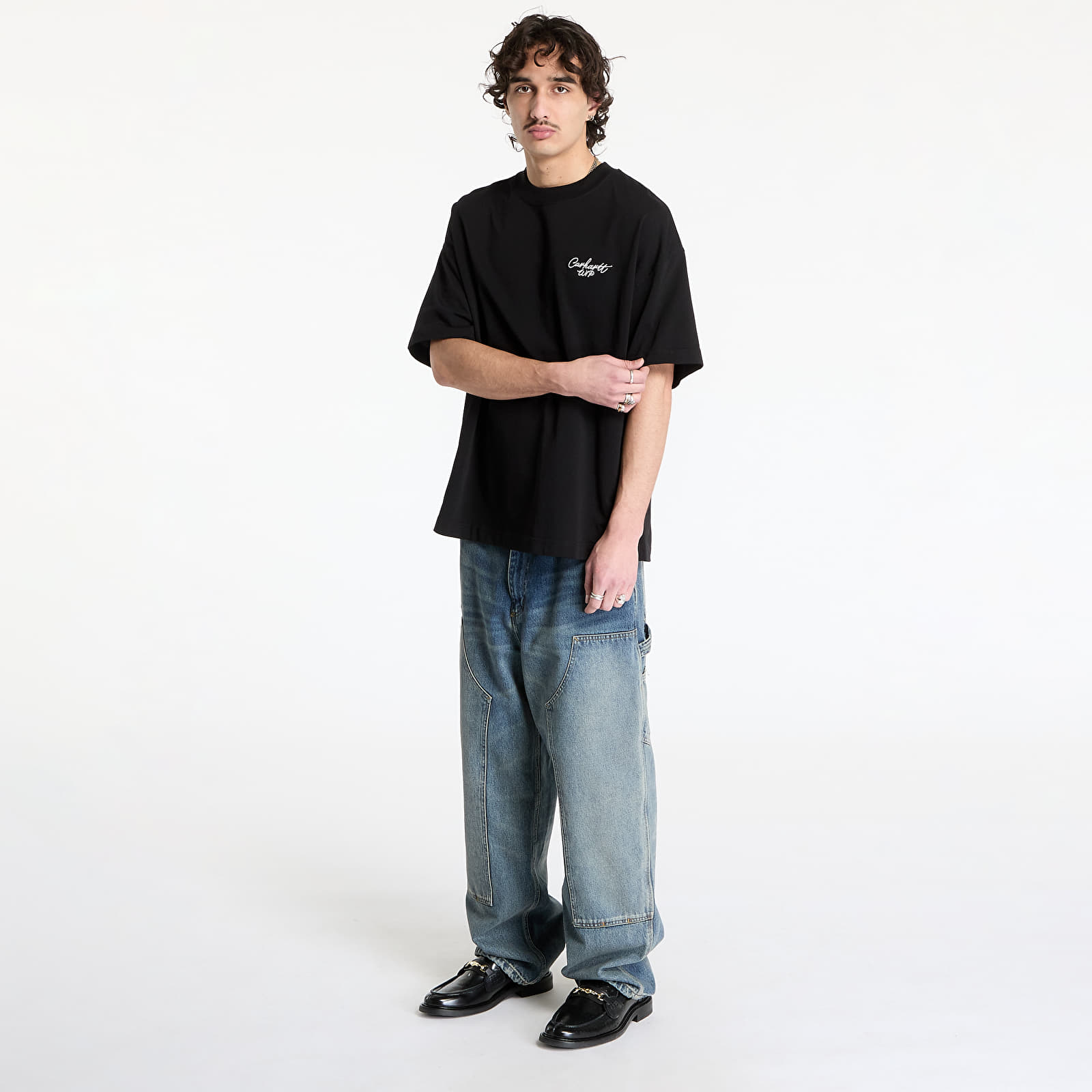 Moške majice  Carhartt WIP S/S Signature Script T-Shirt UNISEX Black/ Wax