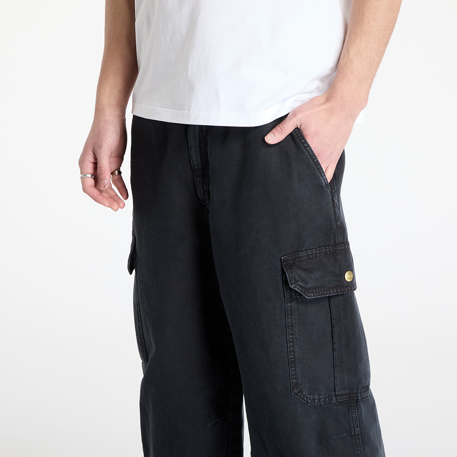 Hosen für Männer Carhartt WIP Stanton Cargo Pant UNISEX Black Stone Dyed