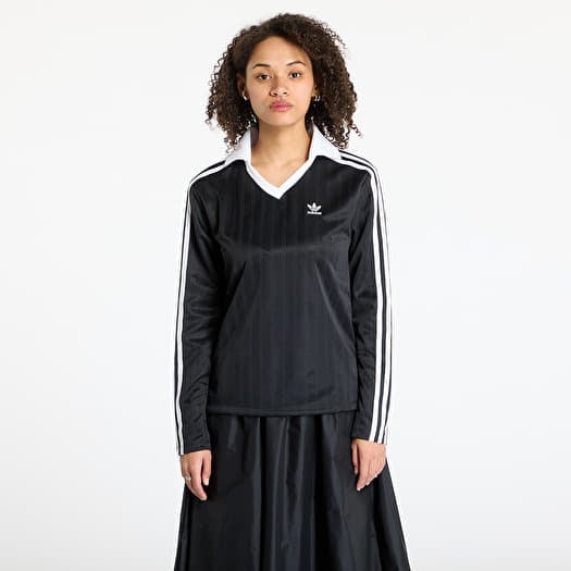T-shirt adidas Adicolor Football Jacquard V-Neck Long Sleeve Tee Black/ Black