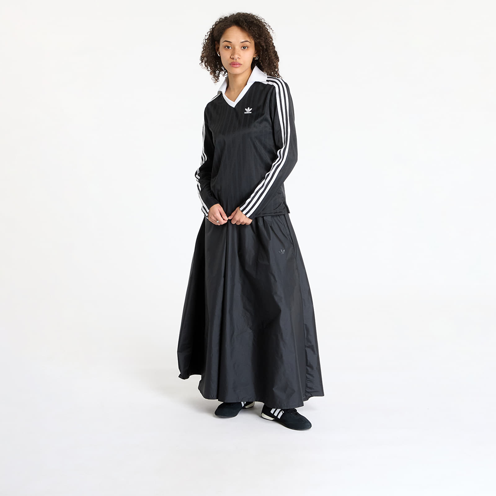Camisetas adidas Adicolor Football Jacquard V-Neck Long Sleeve Tee Black/ Black