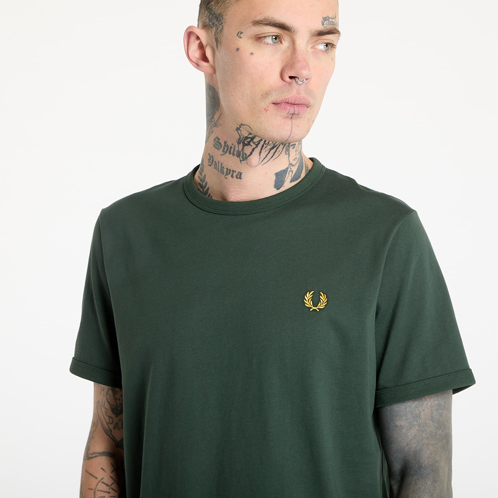 Koszulki FRED PERRY Ringer T-Shirt Court Green