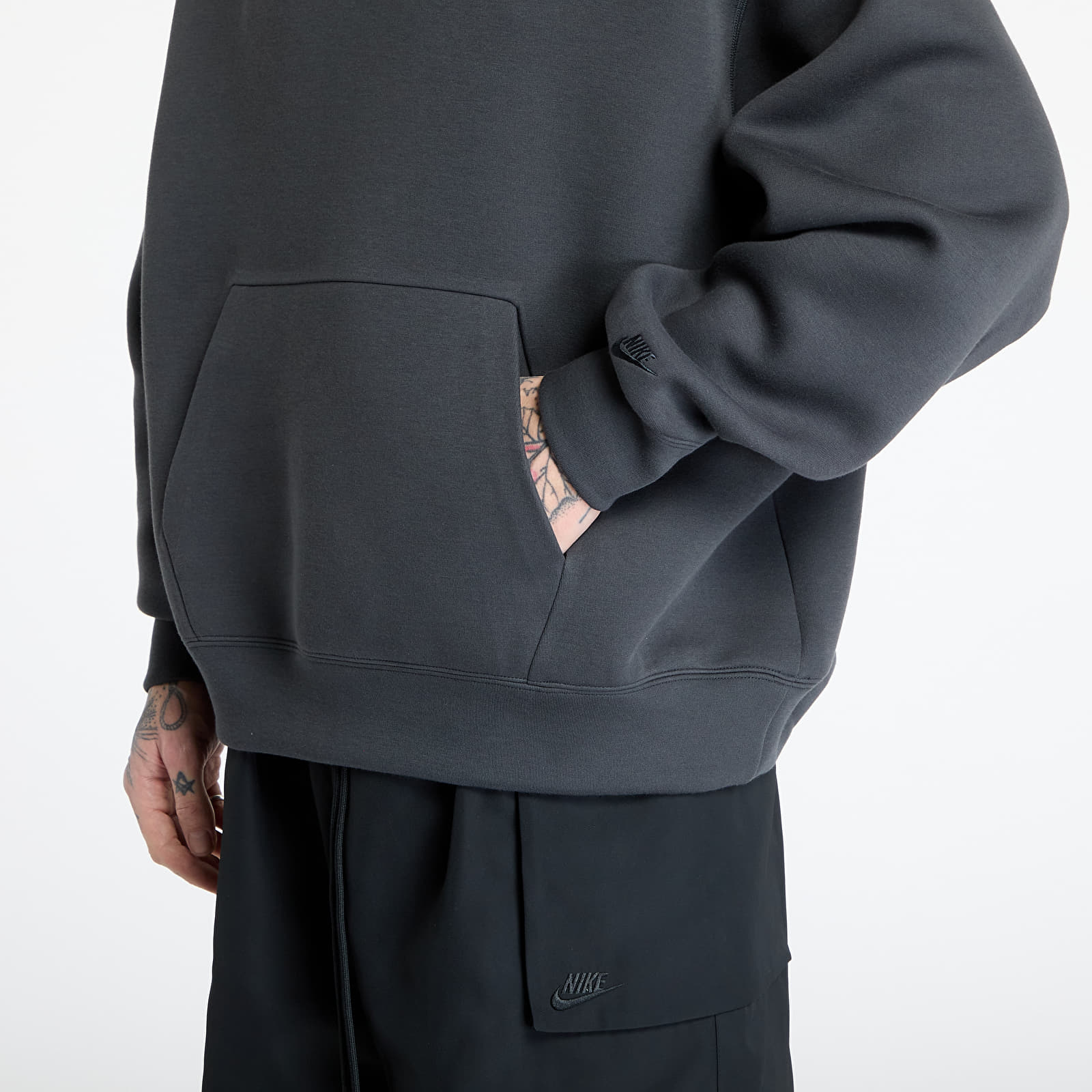 Bluzy Nike Tech Reimagined Men's Fleece Hoodie Anthracite/ Anthracite