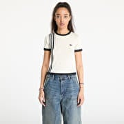 adidas Knitted 3 Stripe Short Tee Cream White