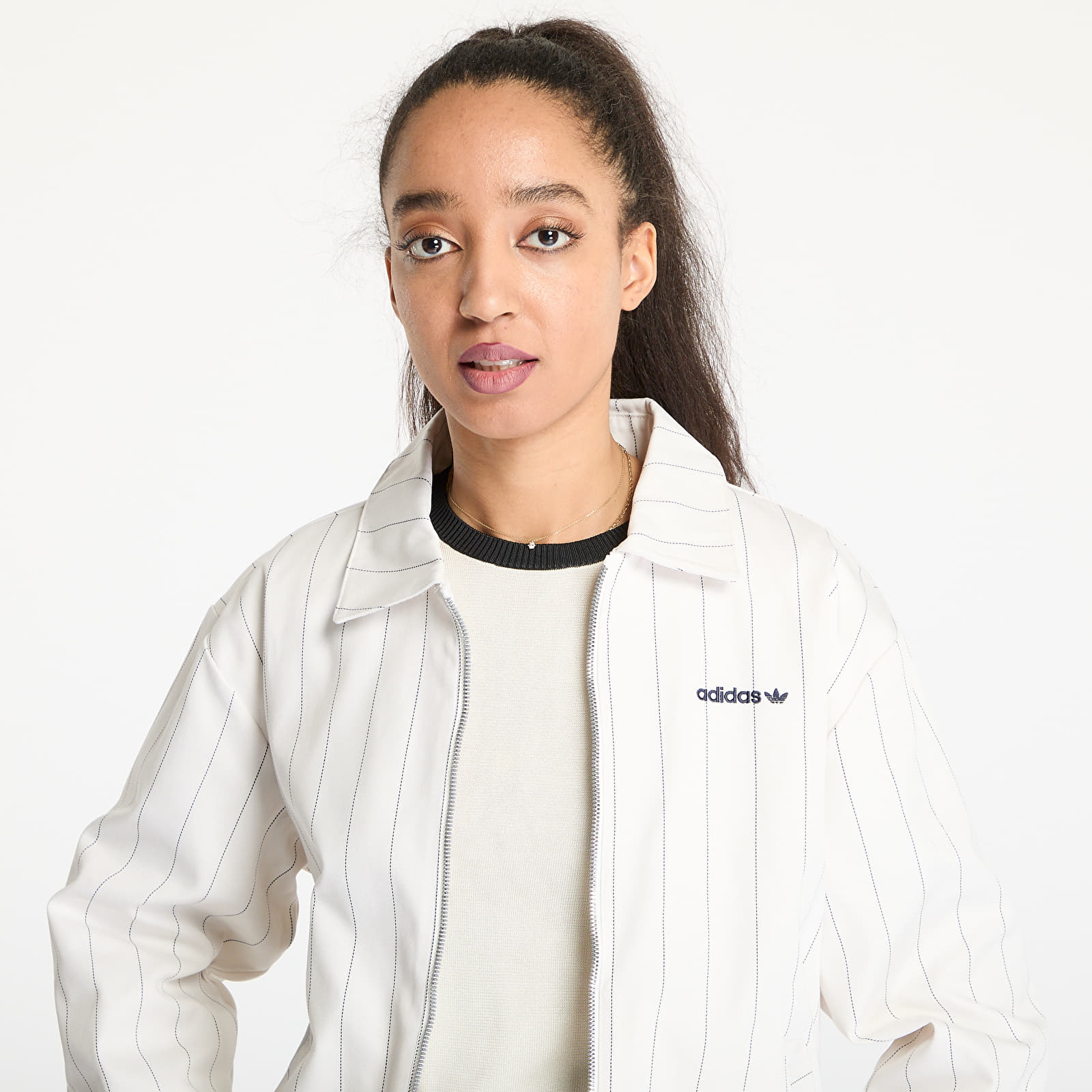 Jacken adidas Pinstripe Harrington Jacket White/ Off White/ Night Indigo