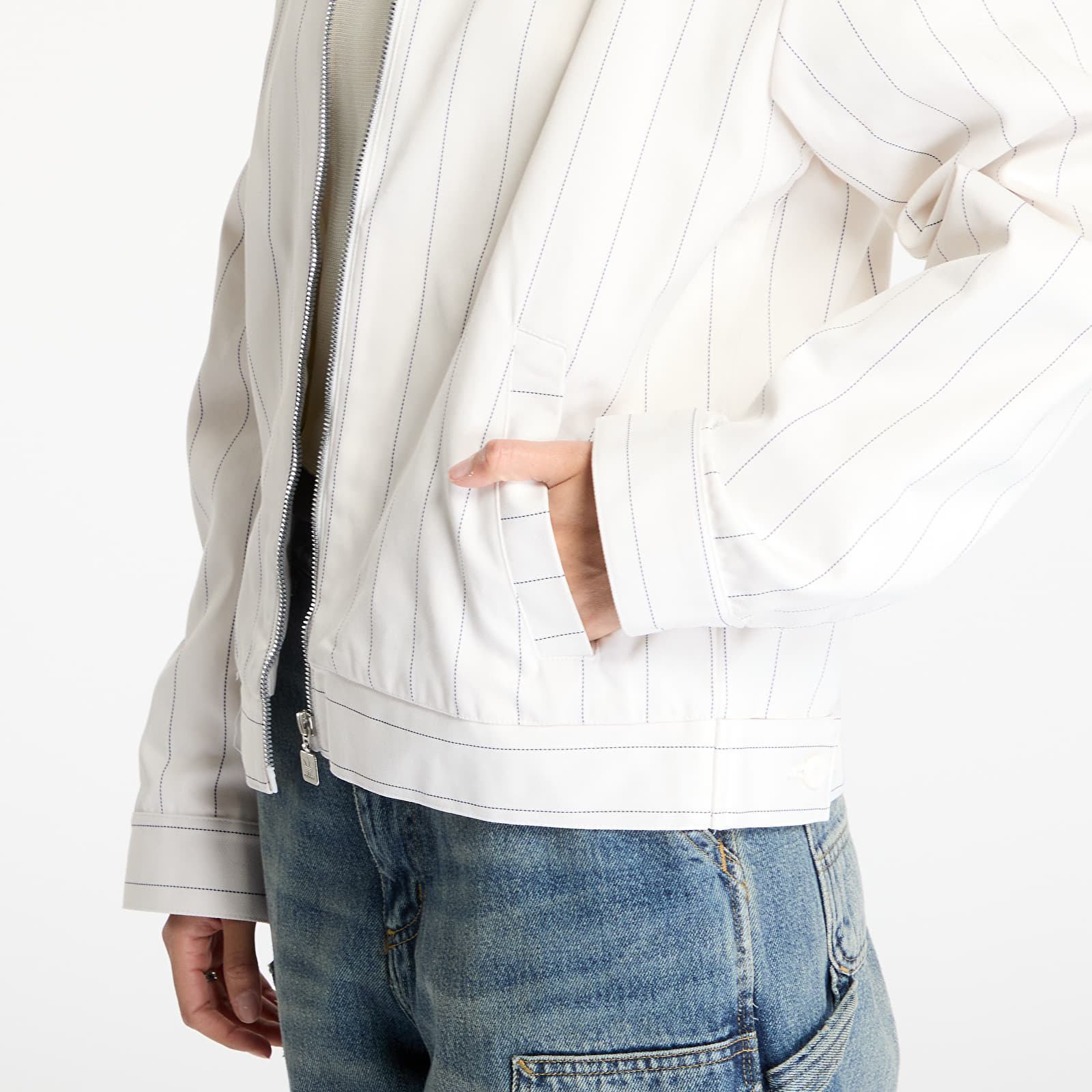 Jacken adidas Pinstripe Harrington Jacket White/ Off White/ Night Indigo