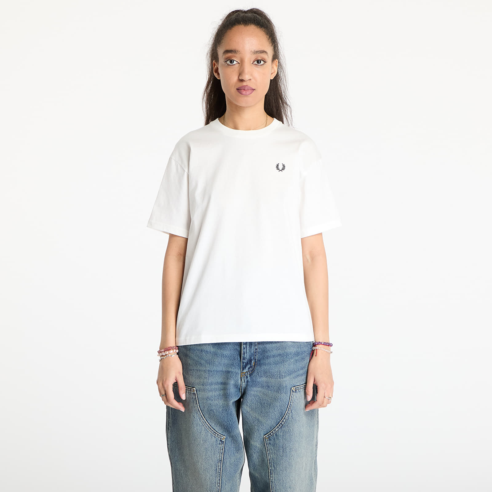 Trička FRED PERRY Crew Neck T-Shirt Snow White