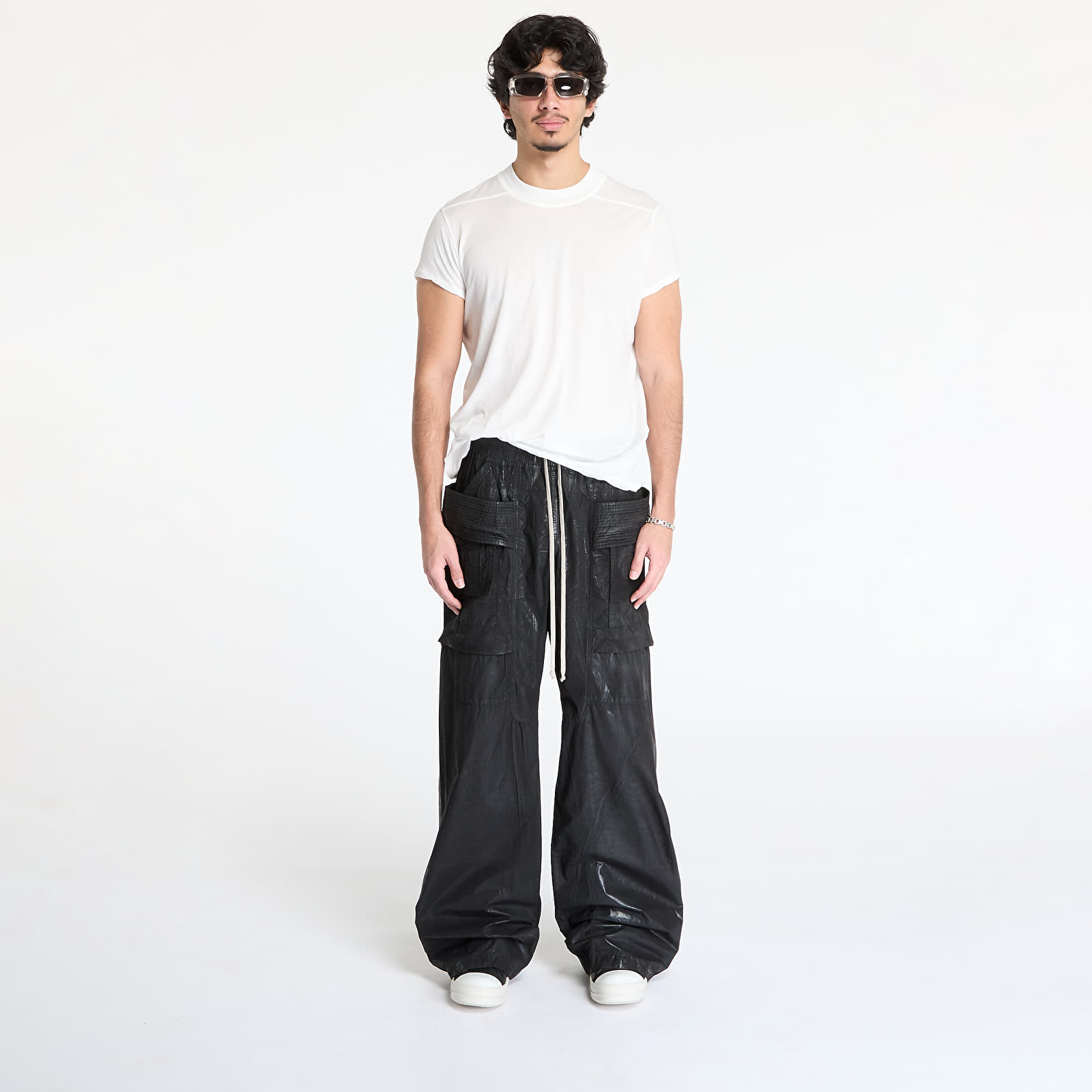 Miesten housut Rick Owens DRKSHDW Creatch Wide Cargo Drawstring Pant Black