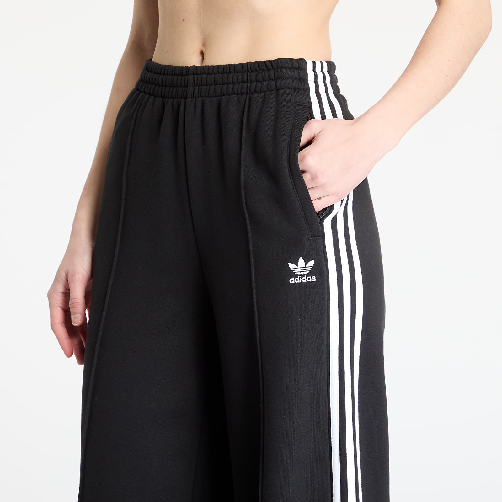 Jogger Pants adidas 3 Stripes Wide Leg Loose French Terry Pant Black