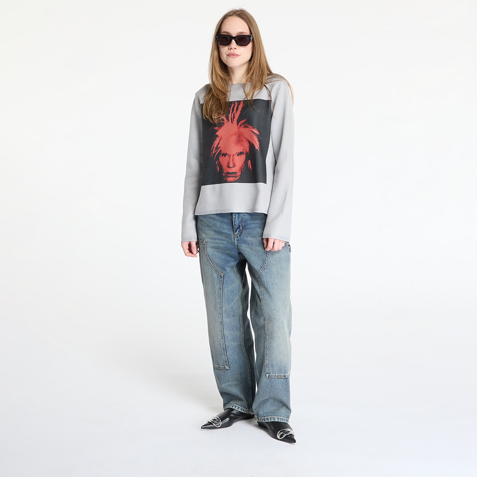 Pulóverek Comme des Garçons SHIRT Sweater Grey/ Red