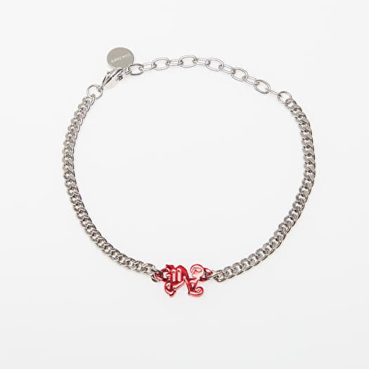 Palm Angels Pa Monogram Chain Bracelet Silver/ Red