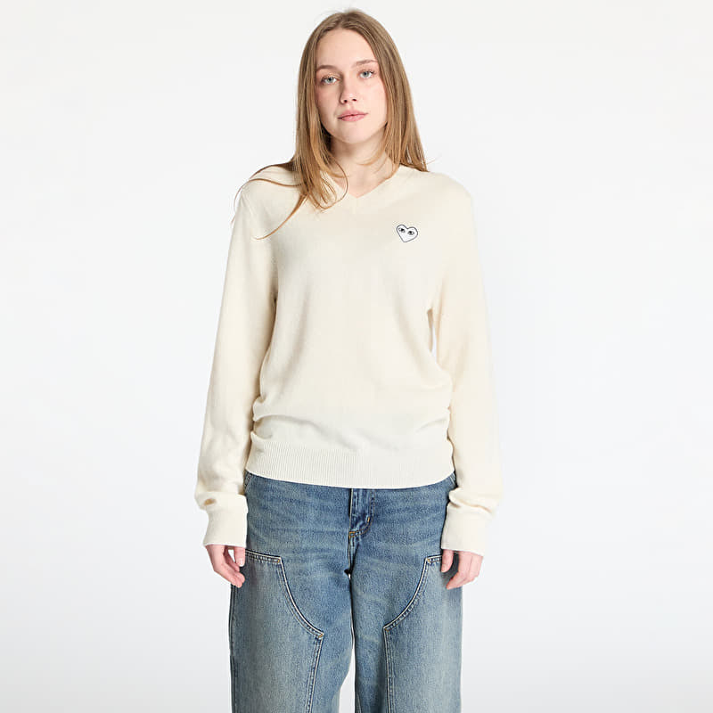 Sweatshirt Comme des Garçons PLAY White Heart Pullover Natural Color