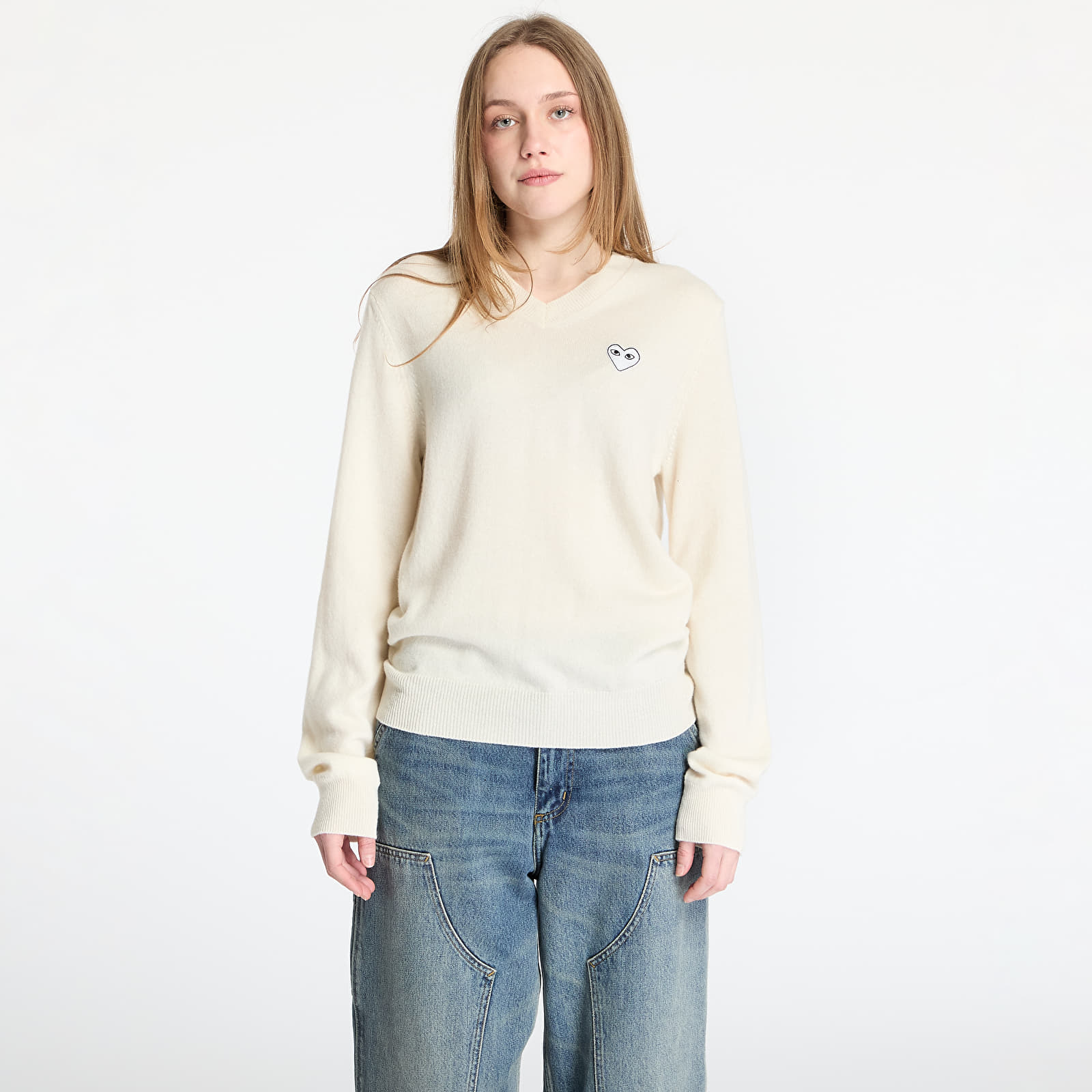 Sweatshirts Comme des Garçons PLAY White Heart Pullover Natural Color