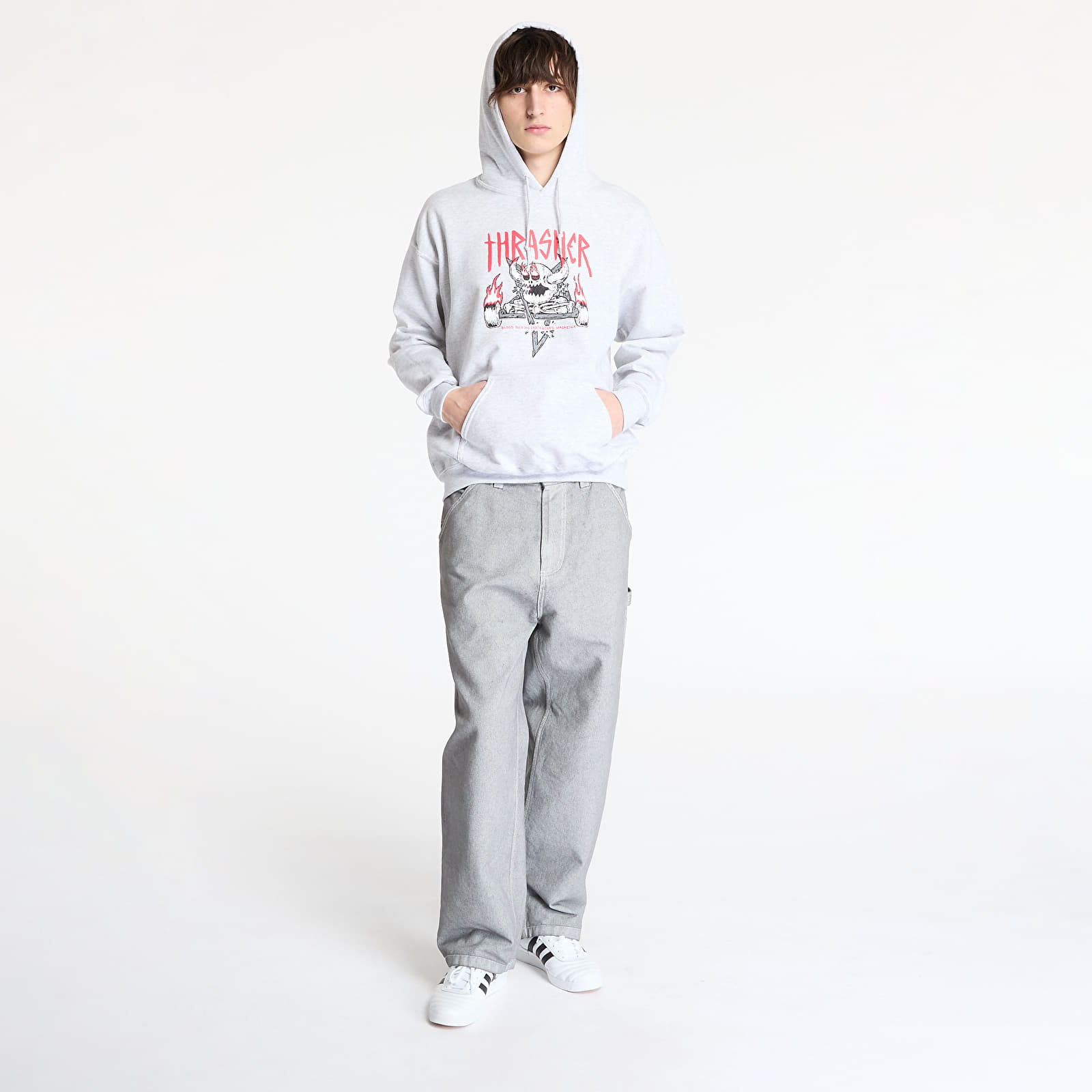 Sweatshirts Thrasher x Toy Machine Monster Gram Hoodie Ash Grey
