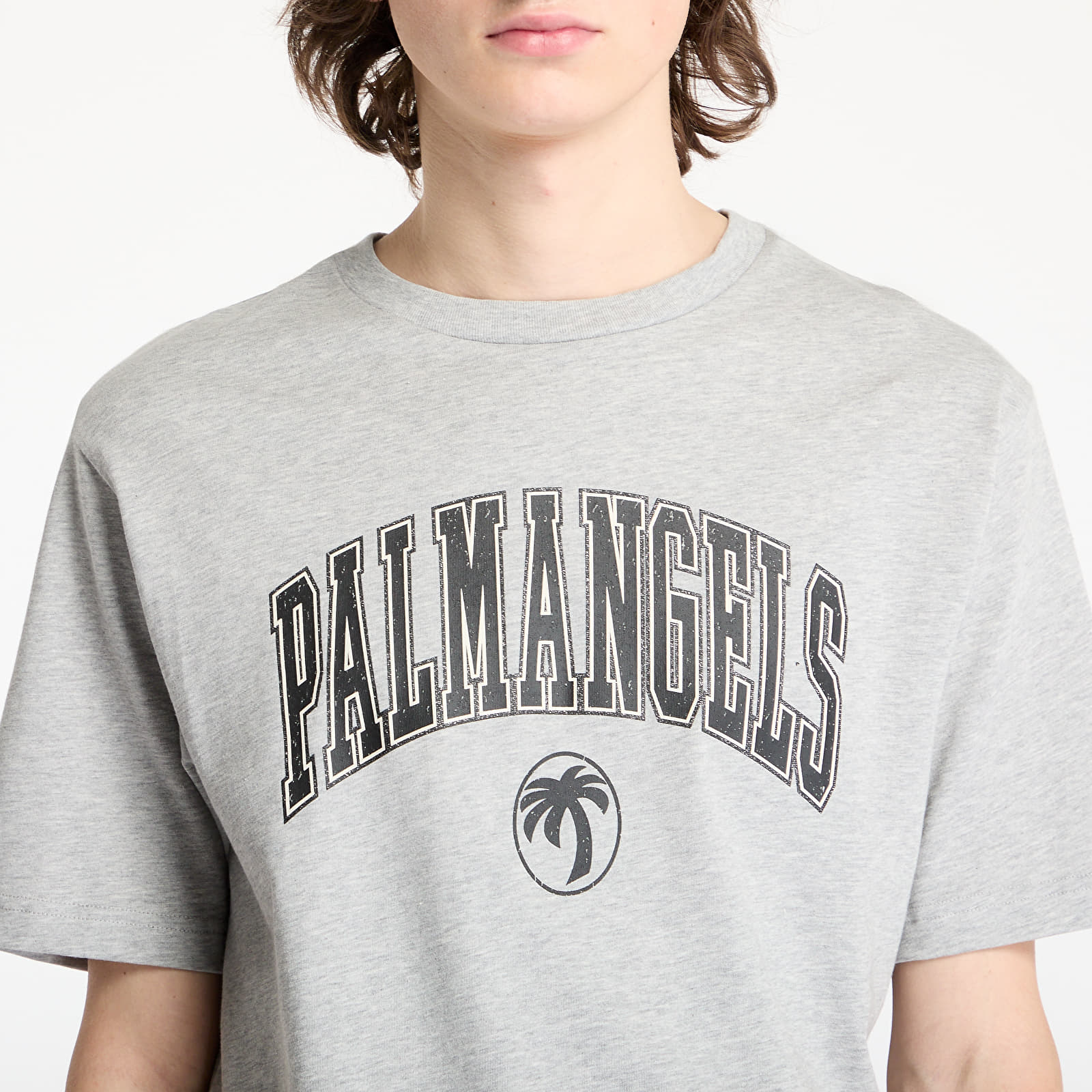 Koszulki Palm Angels College Palm Slim Tee Grey Melange/ Black