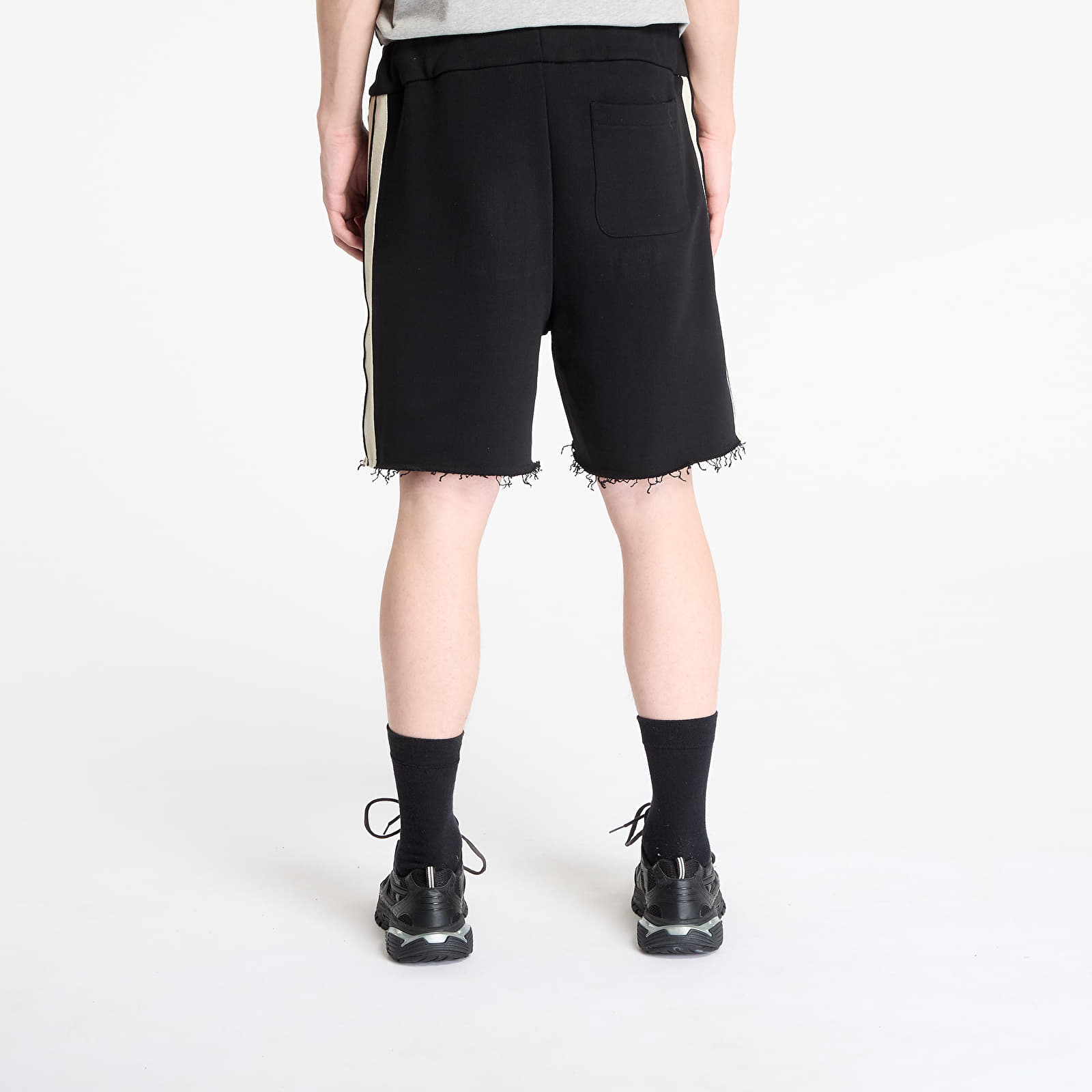 Pantaloncini uomo Palm Angels Curved Logo Track Sweatshorts Black/ Ivory