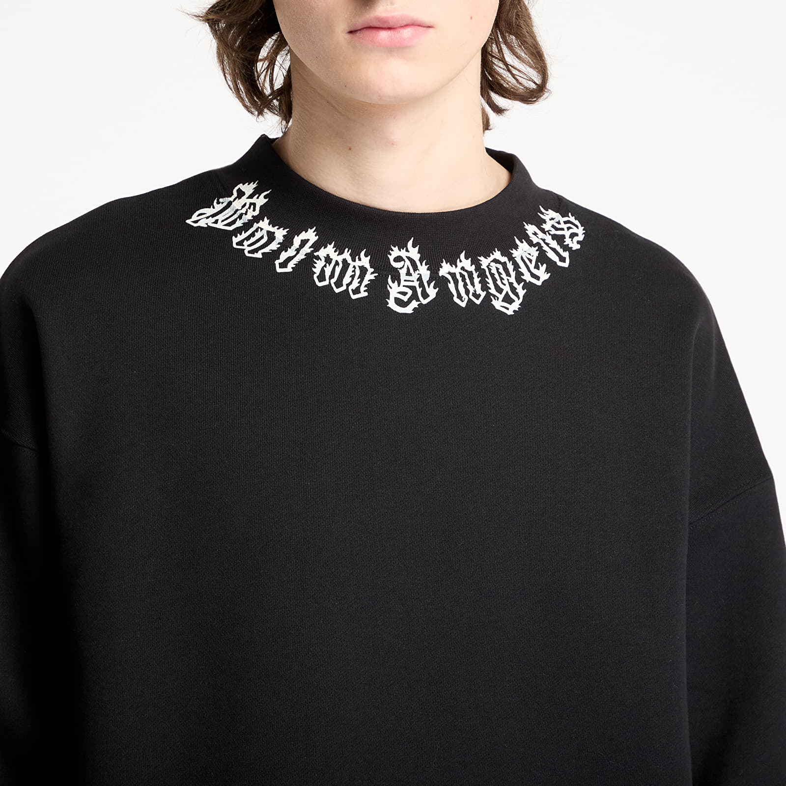 Kapucnis pulóverek és pulcsik Palm Angels Neck Logo Crew Sweatshirt Black/ Off White