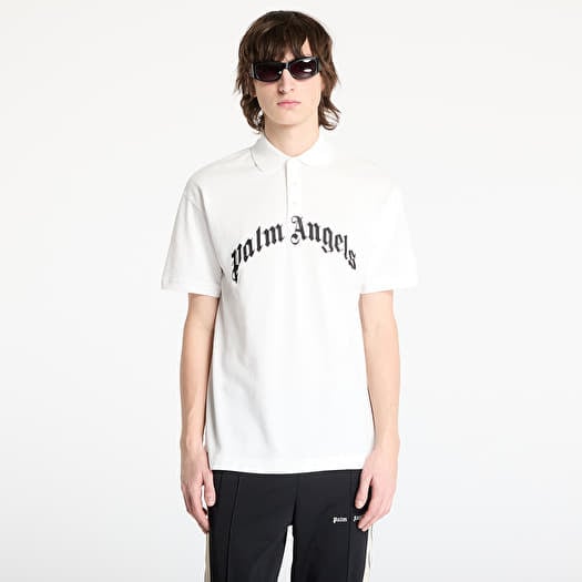 Tričko Palm Angels Curved Logo Shortsleeve Polo T-Shirt Off White/ Black