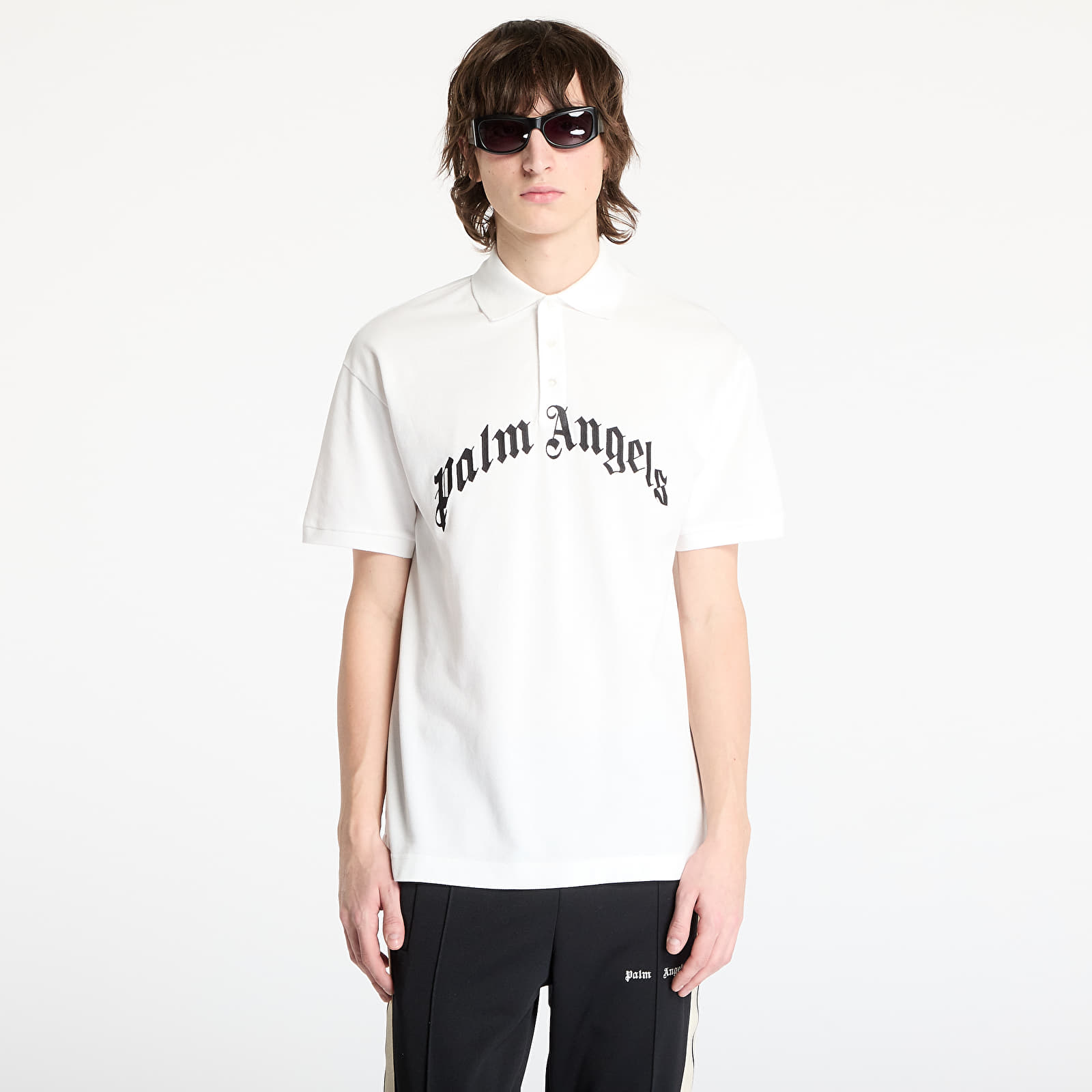 Koszulki Palm Angels Curved Logo Shortsleeve Polo T-Shirt Off White/ Black