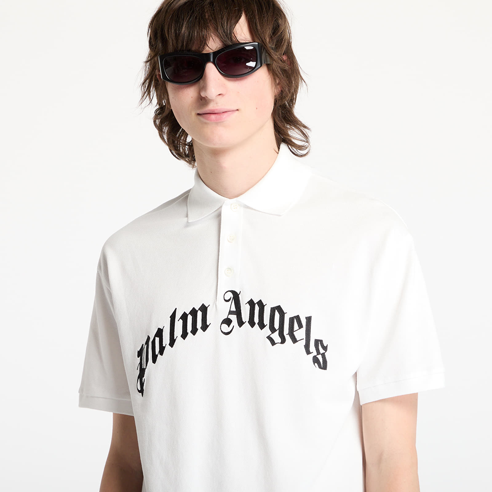 Koszulki Palm Angels Curved Logo Shortsleeve Polo T-Shirt Off White/ Black