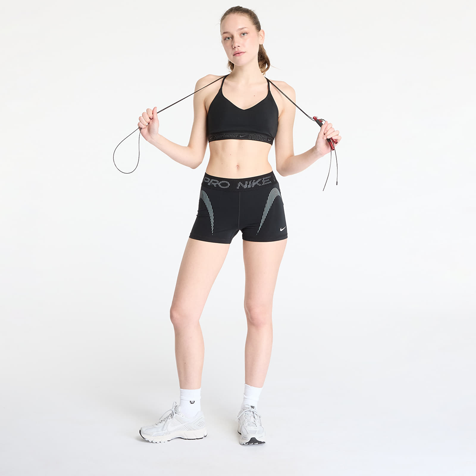 Pantaloncini donna Nike Pro Women's Mid-Rise 3" Graphic Biker Shorts Black/ Cool Grey/ White