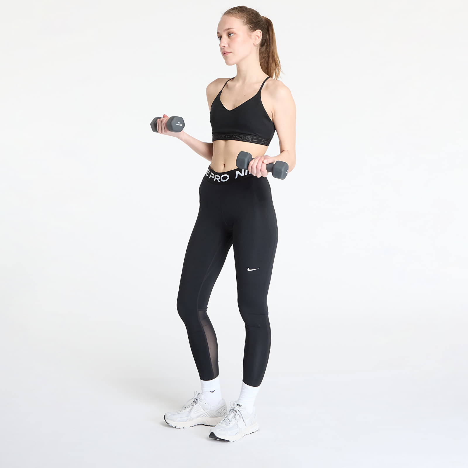 Colanți Nike Pro Women's Mid-Rise Mesh-Paneled Leggings Black/ White