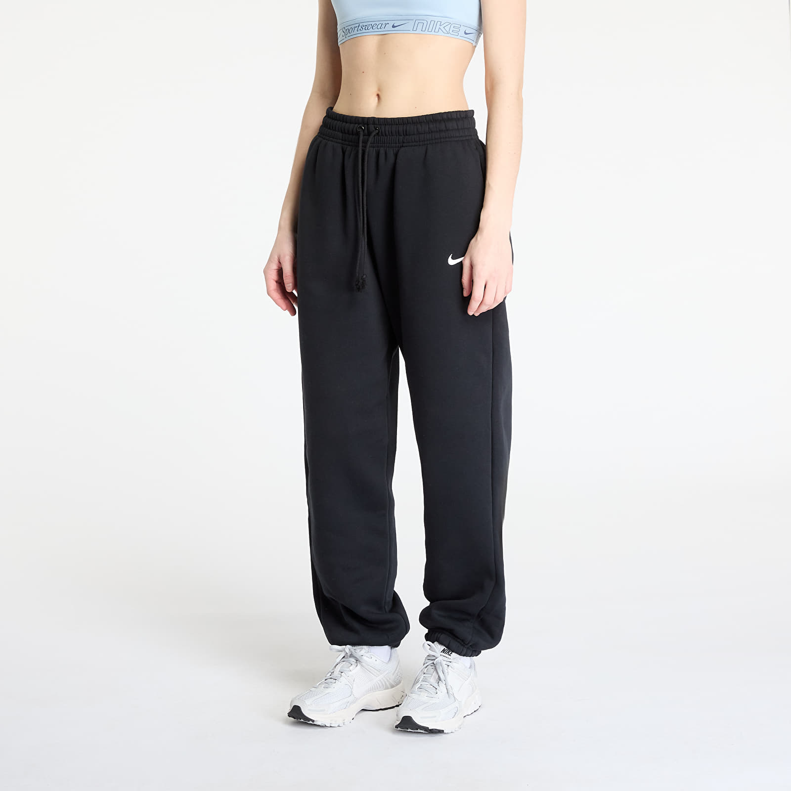 Tepláky Nike Sportswear Phoenix Fleece Women's High-Waisted Oversized Sweatpants Black/ Sail
