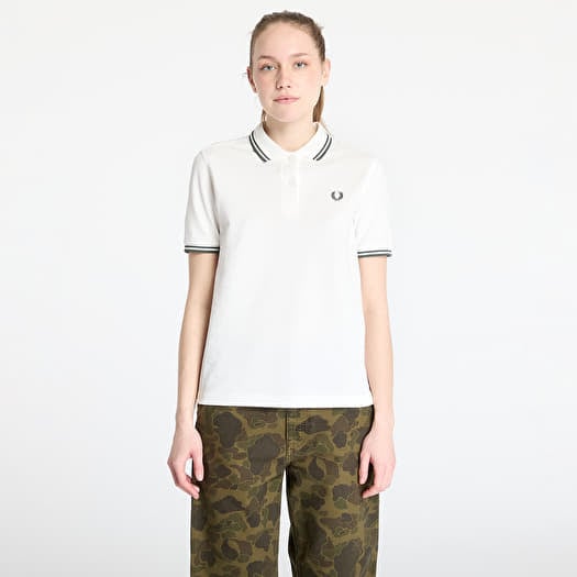 Tričko FRED PERRY Twin Tipped Shirt Snow White/ Court Green