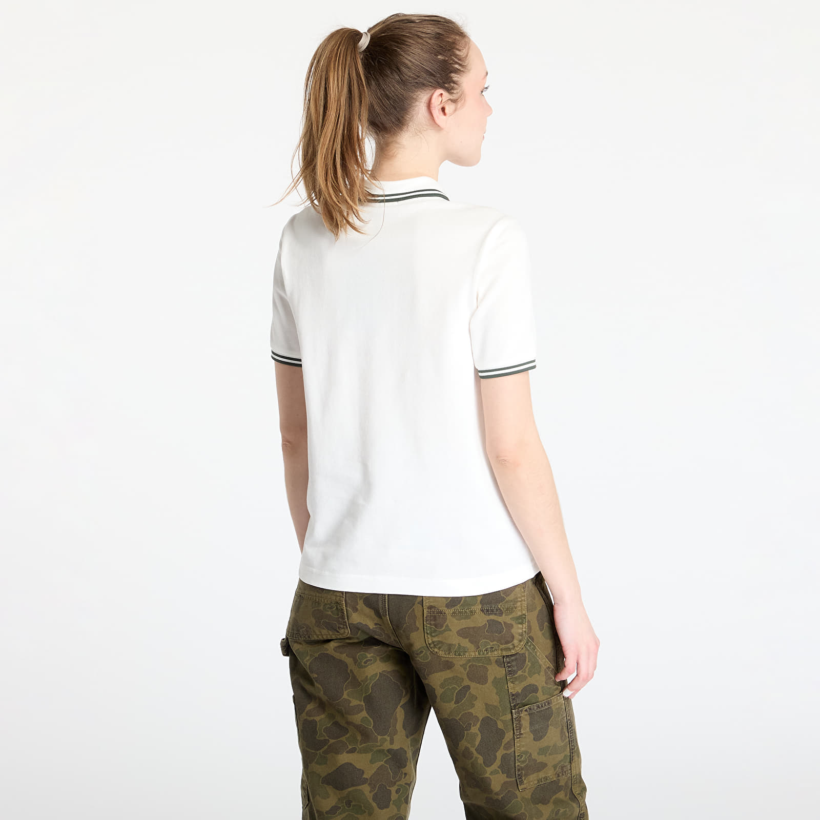 Trička FRED PERRY Twin Tipped Shirt Snow White/ Court Green