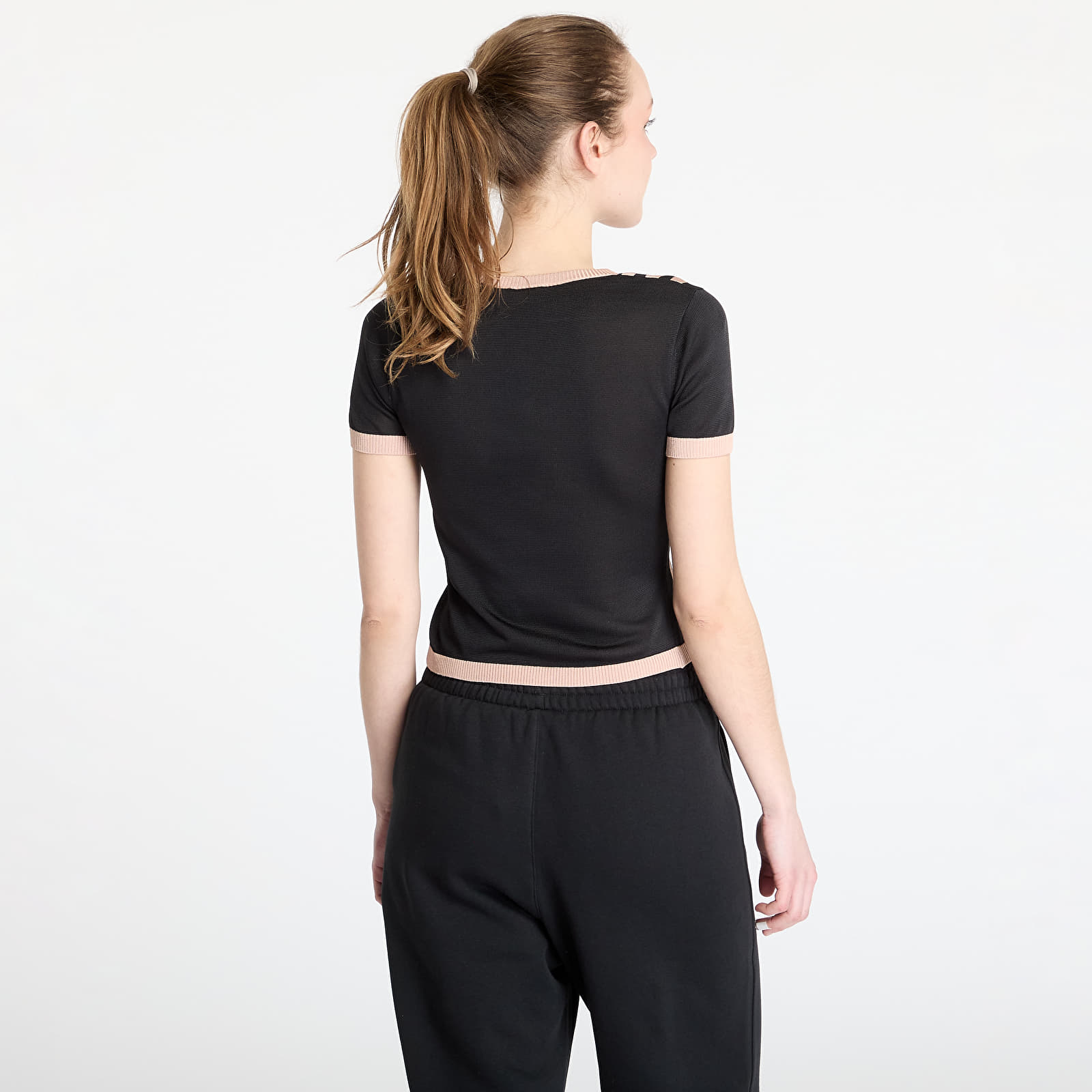 T-shirts adidas Knitted 3 Stripe Short Tee Black