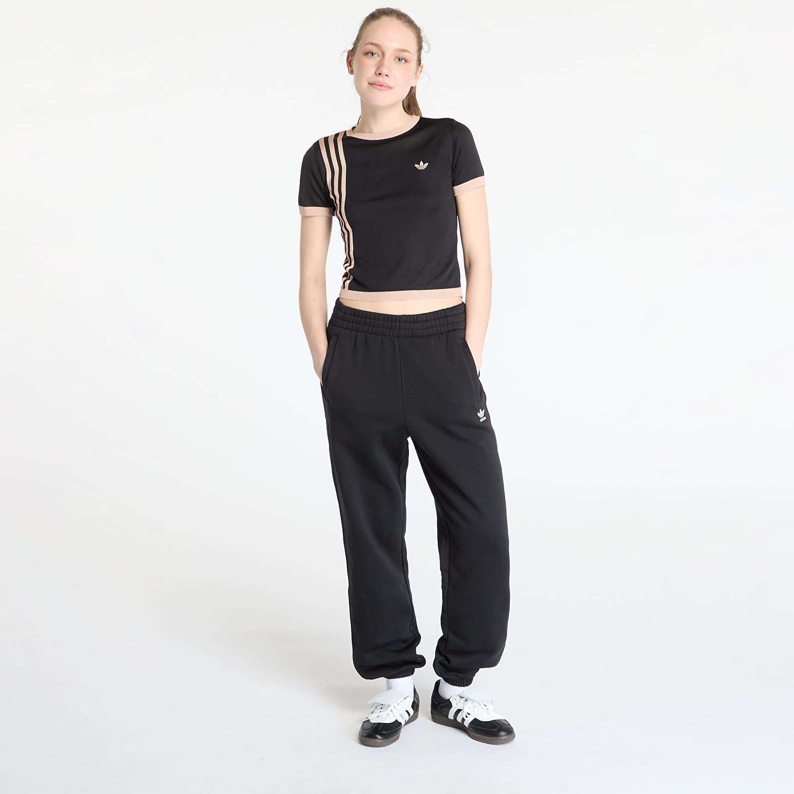 T-shirts adidas Knitted 3 Stripe Short Tee Black