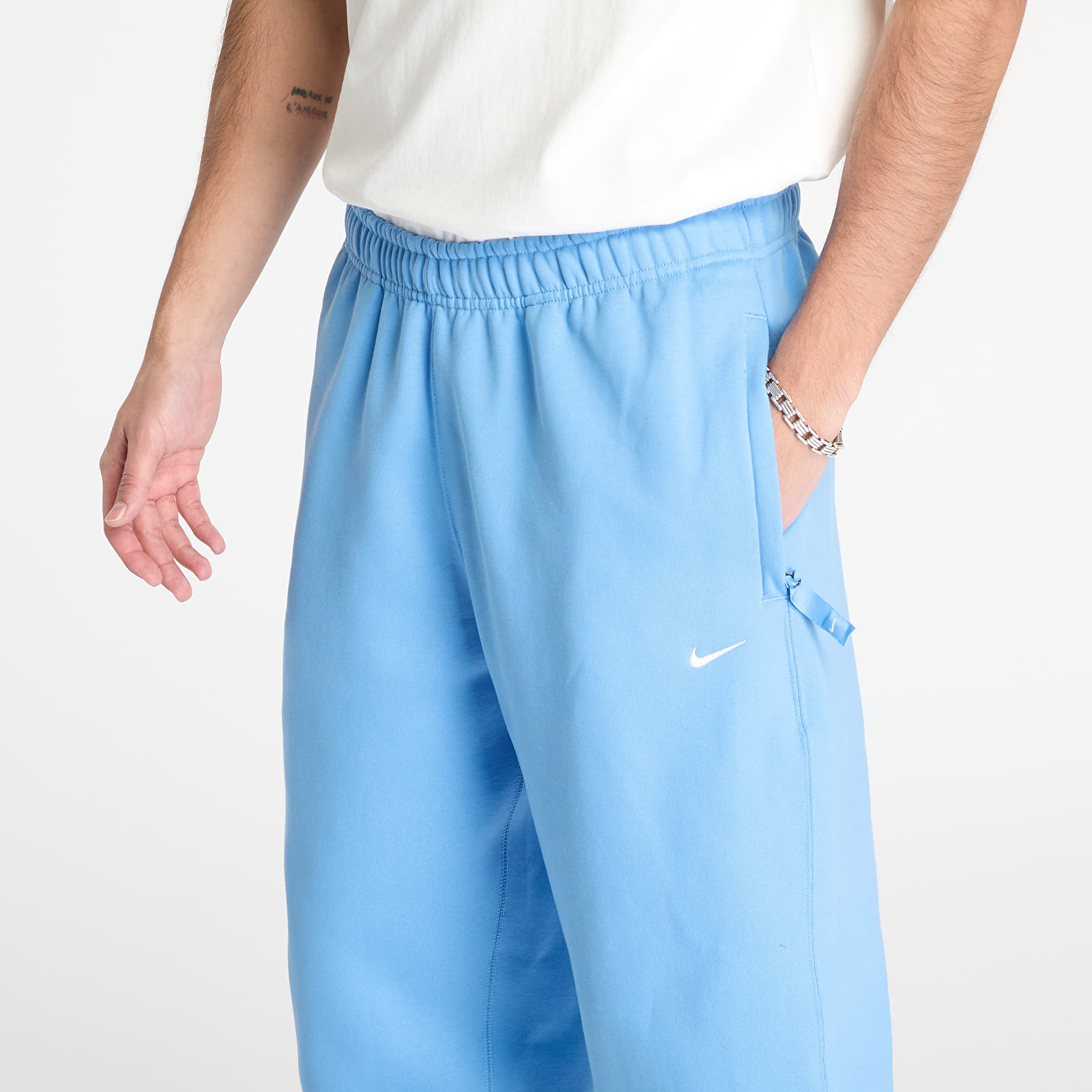 Tepláky Nike Solo Swoosh Men's Fleece Pants University Blue/ White