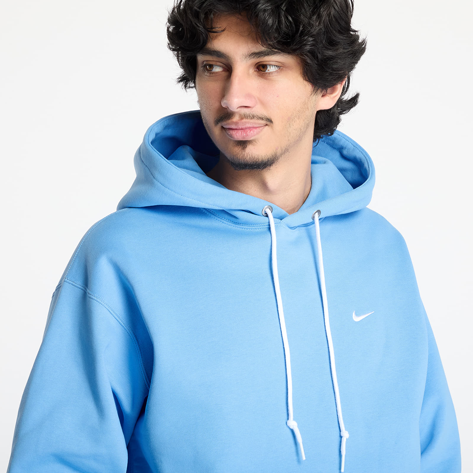 Mikiny Nike Solo Swoosh Men's Fleece Pullover Hoodie University Blue/ White
